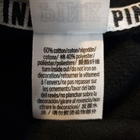 PINK Victoria's Secret Black Funnel Neck Pullover Sweatshirt Women's Size Small - Picture 7 of 8